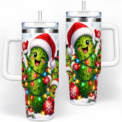 Christmas Pickle Tumbler, 40oz Tumbler with Holiday Character Artwork