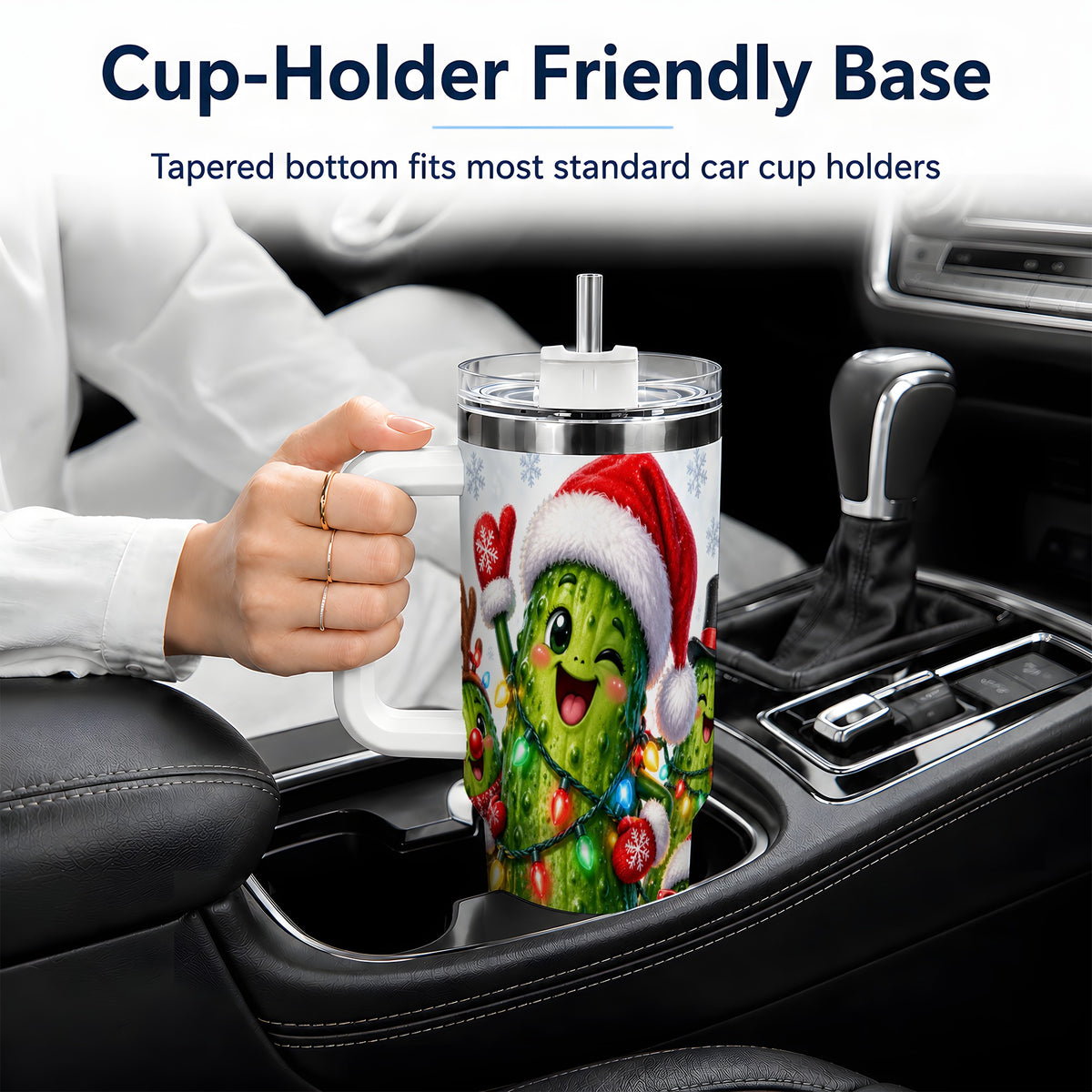 #pl[40oz|White] Christmas Pickle Tumbler, 40oz Tumbler with Holiday Character Artwork