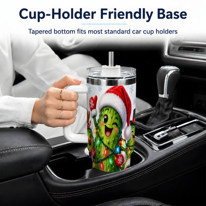 #pl[40oz|White] Christmas Pickle Tumbler, 40oz Tumbler with Holiday Character Artwork