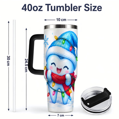 #pl[40oz|Black] Christmas Tooth 40oz Tumbler, Winter Lights Insulated Drinkware