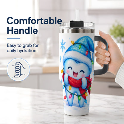 #pl[40oz|Black] Christmas Tooth 40oz Tumbler, Winter Lights Insulated Drinkware