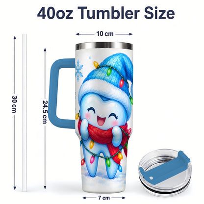 #pl[40oz|Blue] Christmas Tooth 40oz Tumbler, Winter Lights Insulated Drinkware