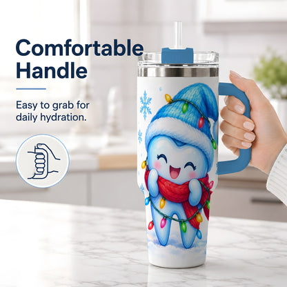 #pl[40oz|Blue] Christmas Tooth 40oz Tumbler, Winter Lights Insulated Drinkware