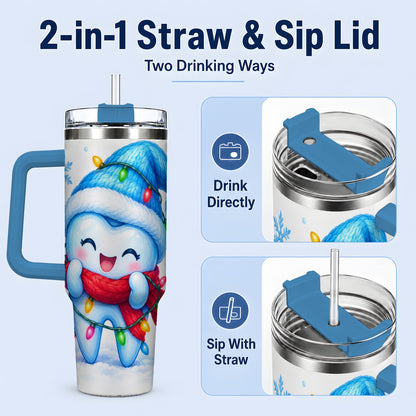 #pl[40oz|Blue] Christmas Tooth 40oz Tumbler, Winter Lights Insulated Drinkware