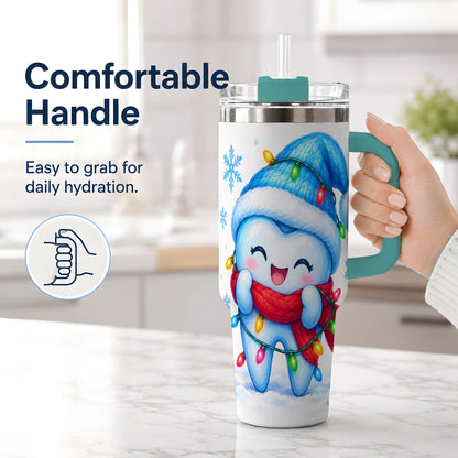 #pl[40oz|Green] Christmas Tooth 40oz Tumbler, Winter Lights Insulated Drinkware