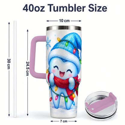 #pl[40oz|Pink] Christmas Tooth 40oz Tumbler, Winter Lights Insulated Drinkware