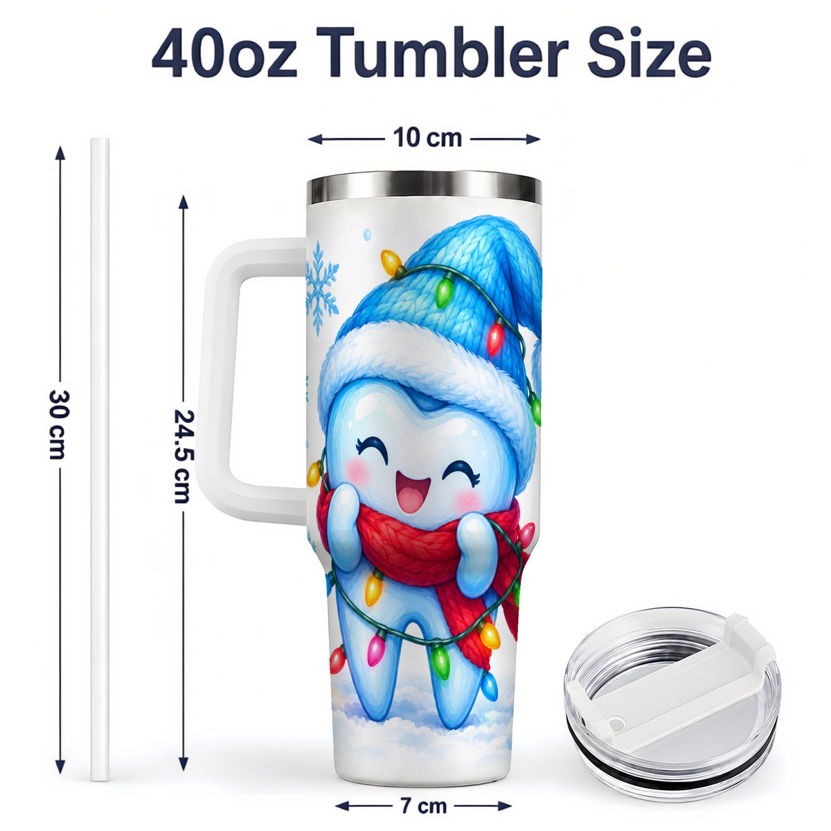 #pl[40oz|White] Christmas Tooth 40oz Tumbler, Winter Lights Insulated Drinkware