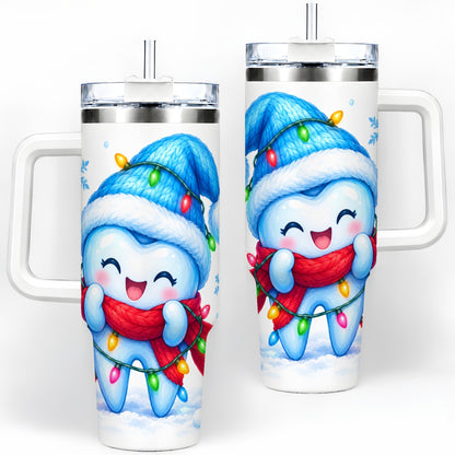 Christmas Tooth 40oz Tumbler, Winter Lights Insulated Drinkware