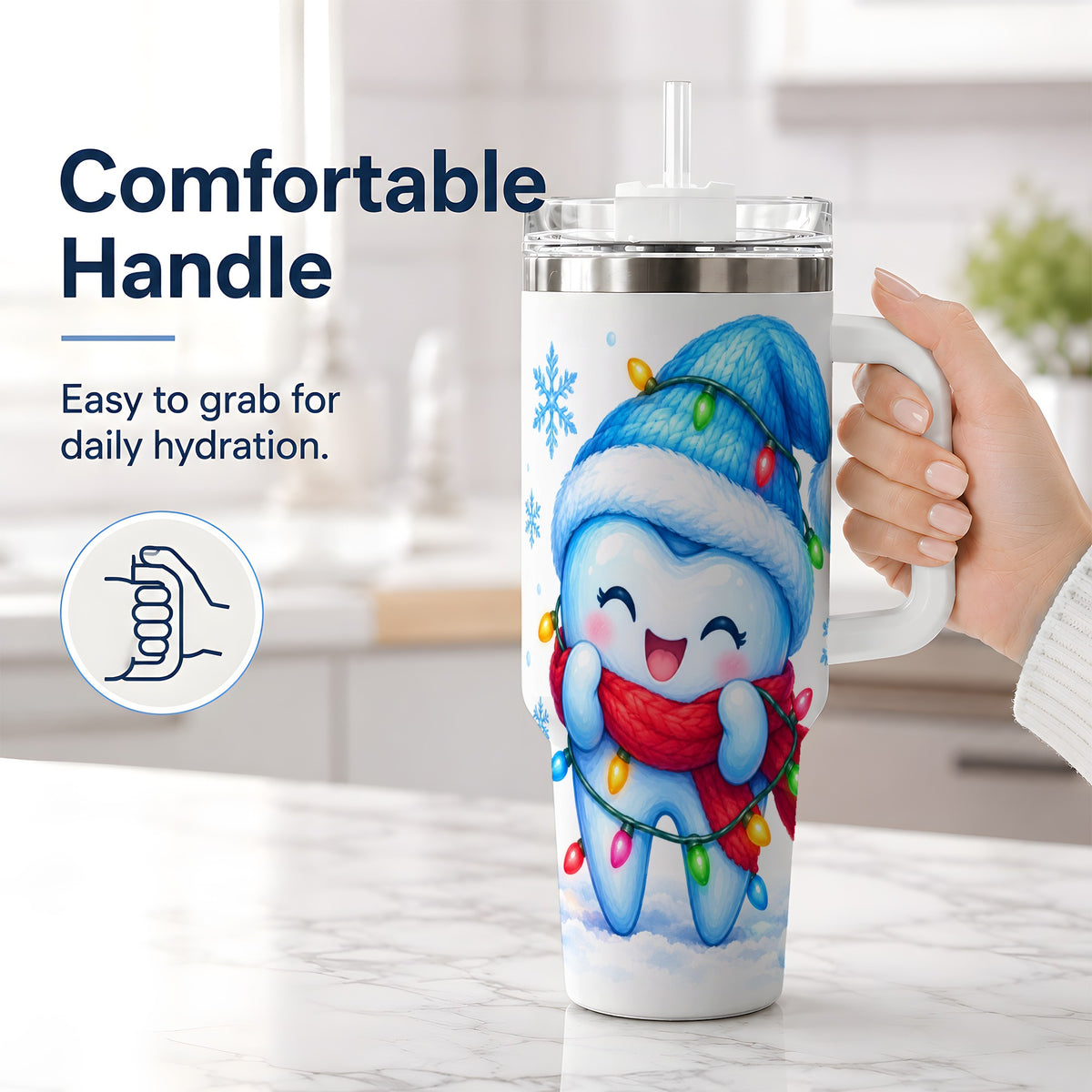 #pl[40oz|White] Christmas Tooth 40oz Tumbler, Winter Lights Insulated Drinkware