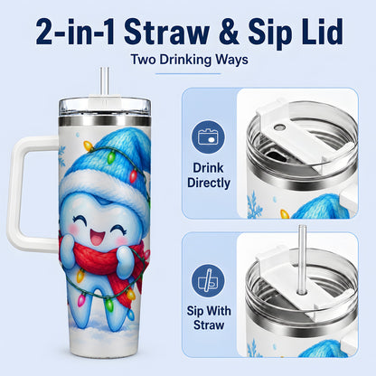 #pl[40oz|White] Christmas Tooth 40oz Tumbler, Winter Lights Insulated Drinkware
