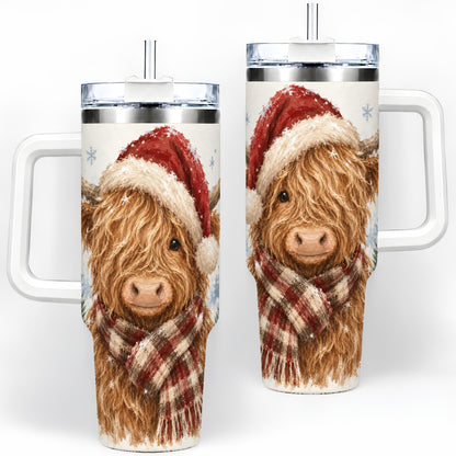 Christmas Highland Cow 40oz Tumbler, Winter Farmhouse Drinkware