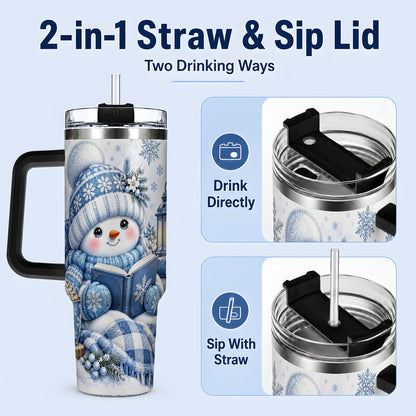 #pl[40oz|Black] Cozy Winter Snowman 40oz Tumbler, Reading Holiday Drinkware