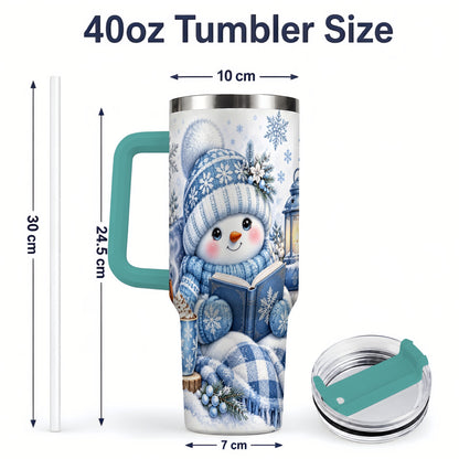 #pl[40oz|Green] Cozy Winter Snowman 40oz Tumbler, Reading Holiday Drinkware
