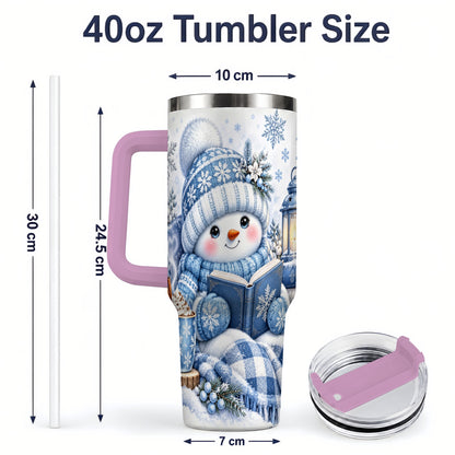 #pl[40oz|Pink] Cozy Winter Snowman 40oz Tumbler, Reading Holiday Drinkware