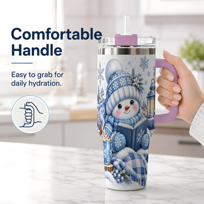 #pl[40oz|Pink] Cozy Winter Snowman 40oz Tumbler, Reading Holiday Drinkware