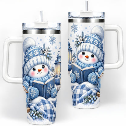 Cozy Winter Snowman 40oz Tumbler, Reading Holiday Drinkware