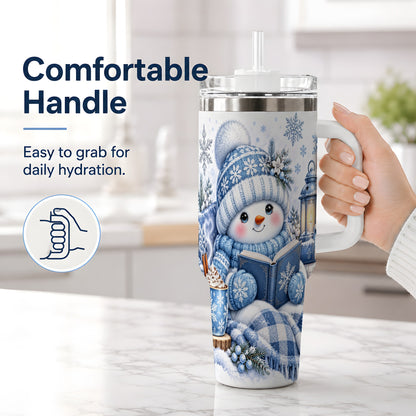 #pl[40oz|White] Cozy Winter Snowman 40oz Tumbler, Reading Holiday Drinkware