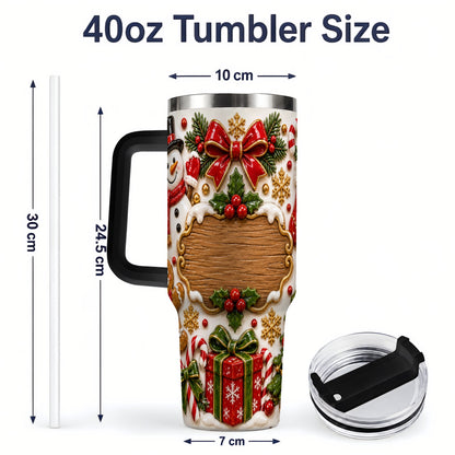 #pl[40oz|Black] Christmas Cookie Art 40oz Tumbler, Snowman Holiday Drinkware
