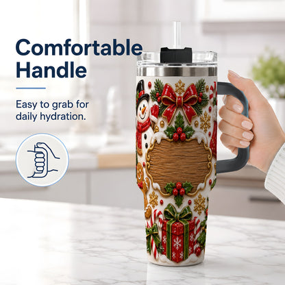 #pl[40oz|Black] Christmas Cookie Art 40oz Tumbler, Snowman Holiday Drinkware