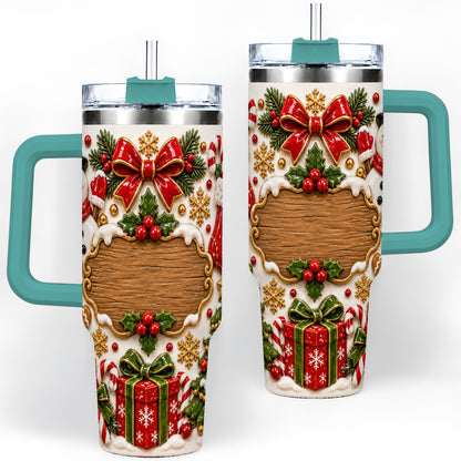 #pl[40oz|Green] Christmas Cookie Art 40oz Tumbler, Snowman Holiday Drinkware