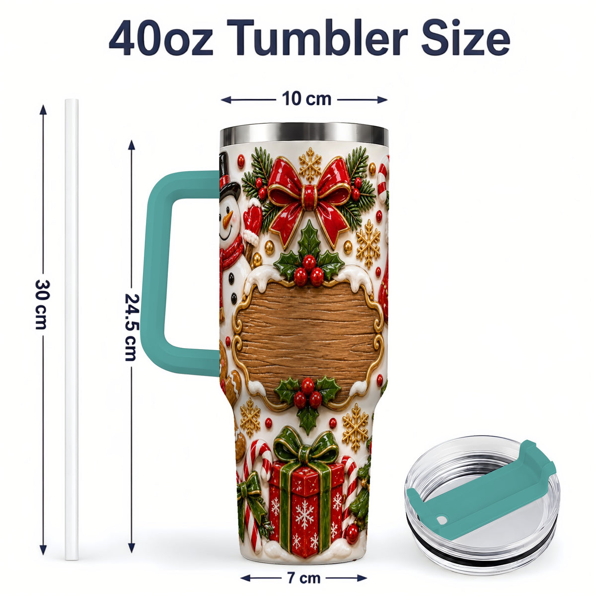 #pl[40oz|Green] Christmas Cookie Art 40oz Tumbler, Snowman Holiday Drinkware