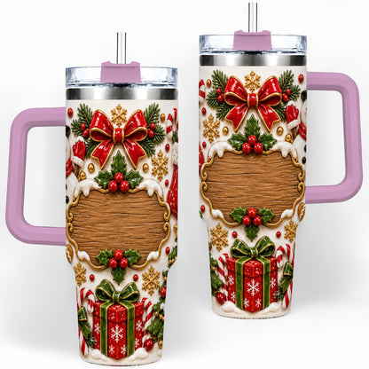 #pl[40oz|Pink] Christmas Cookie Art 40oz Tumbler, Snowman Holiday Drinkware