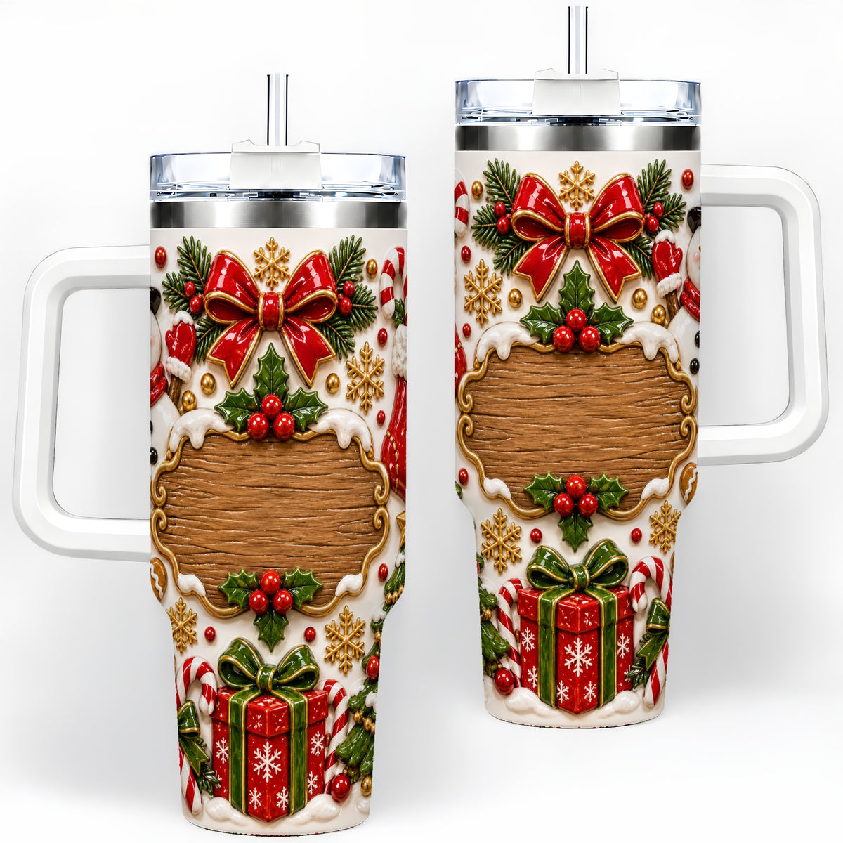 Christmas Cookie Art 40oz Tumbler, Snowman Holiday Drinkware