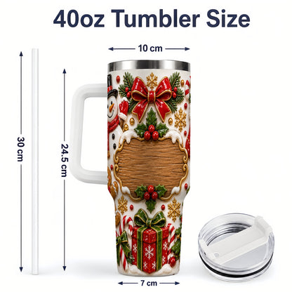 #pl[40oz|White] Christmas Cookie Art 40oz Tumbler, Snowman Holiday Drinkware