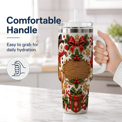 #pl[40oz|White] Christmas Cookie Art 40oz Tumbler, Snowman Holiday Drinkware