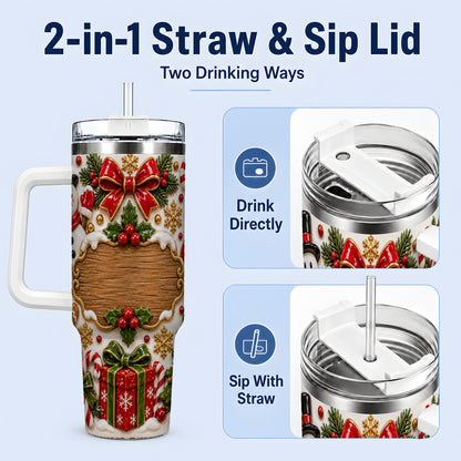 #pl[40oz|White] Christmas Cookie Art 40oz Tumbler, Snowman Holiday Drinkware