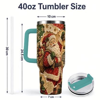 #pl[40oz|Green] Vintage Christmas Santa 40oz Tumbler, Holiday Collage Drinkware