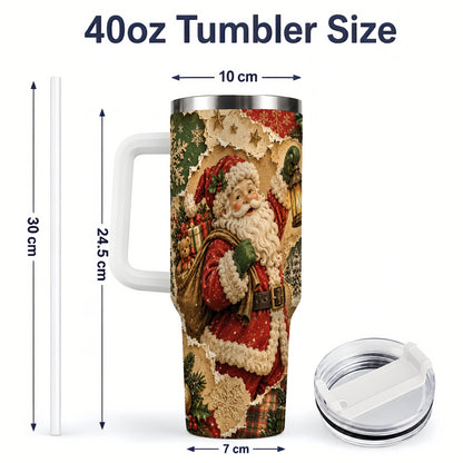 #pl[40oz|White] Vintage Christmas Santa 40oz Tumbler, Holiday Collage Drinkware
