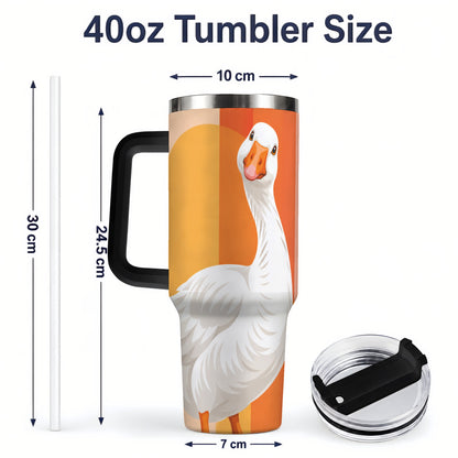 #pl[40oz|Black] Retro Goose 40oz Tumbler with Orange Stripes and Sun Artwork