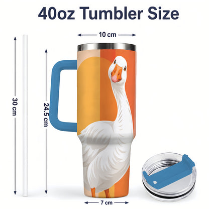 #pl[40oz|Blue] Retro Goose 40oz Tumbler with Orange Stripes and Sun Artwork