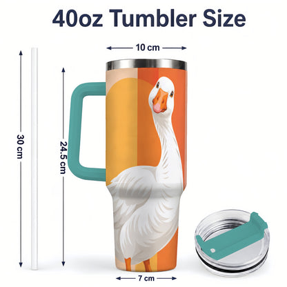 #pl[40oz|Green] Retro Goose 40oz Tumbler with Orange Stripes and Sun Artwork