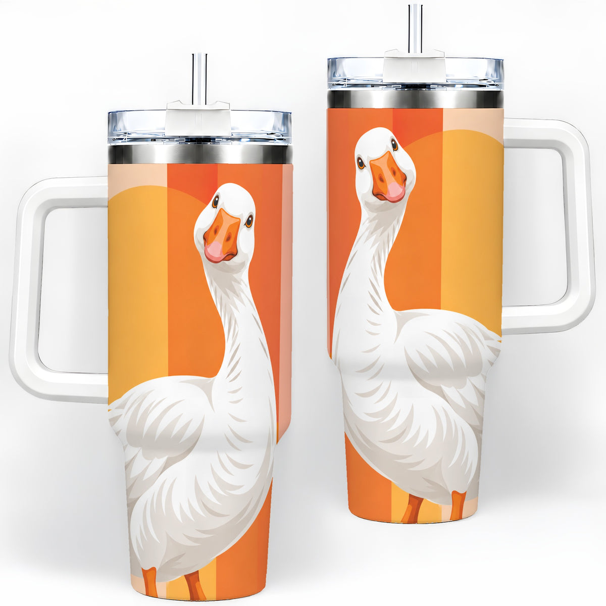 Retro Goose 40oz Tumbler with Orange Stripes and Sun Artwork