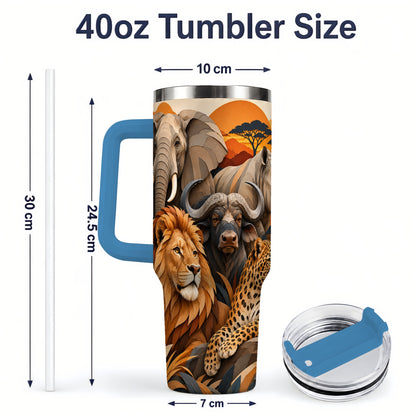 #pl[40oz|Blue] Safari Wildlife 40oz Tumbler, African Animal Artwork for Nature Fans