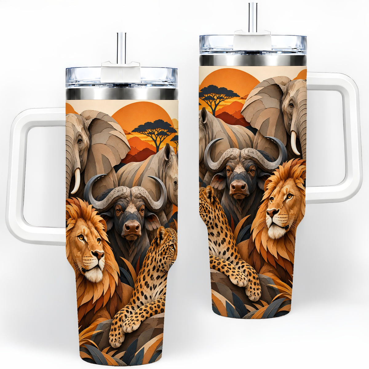 Safari Wildlife 40oz Tumbler, African Animal Artwork for Nature Fans
