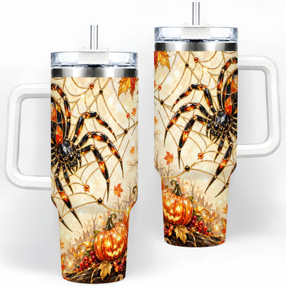 Halloween Spider Web 40oz Tumbler, Jack-O-Lantern Pumpkin Artwork