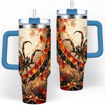 #pl[40oz|Blue] Halloween Spider Web 40oz Tumbler, Autumn Maple Leaf Artwork