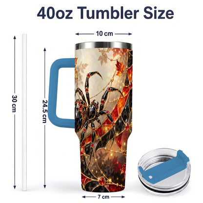 #pl[40oz|Blue] Halloween Spider Web 40oz Tumbler, Autumn Maple Leaf Artwork
