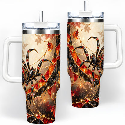 Halloween Spider Web 40oz Tumbler, Autumn Maple Leaf Artwork