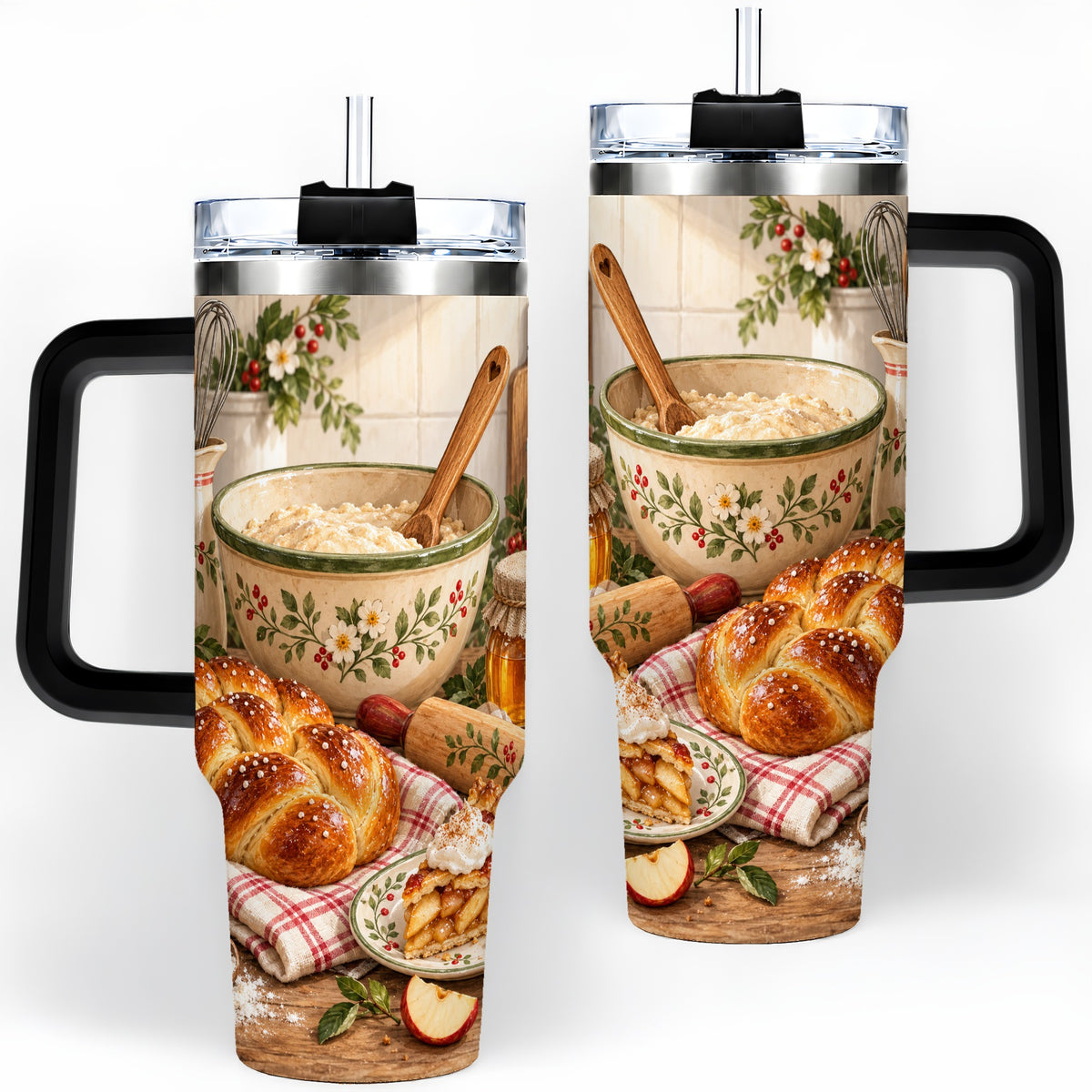 #pl[40oz|Black] Farmhouse Baking 40oz Tumbler, Stainless Steel Apple Pie Drinkware