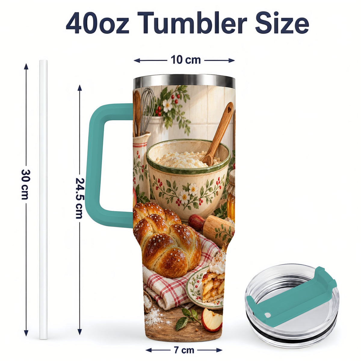 #pl[40oz|Green] Farmhouse Baking 40oz Tumbler, Stainless Steel Apple Pie Drinkware