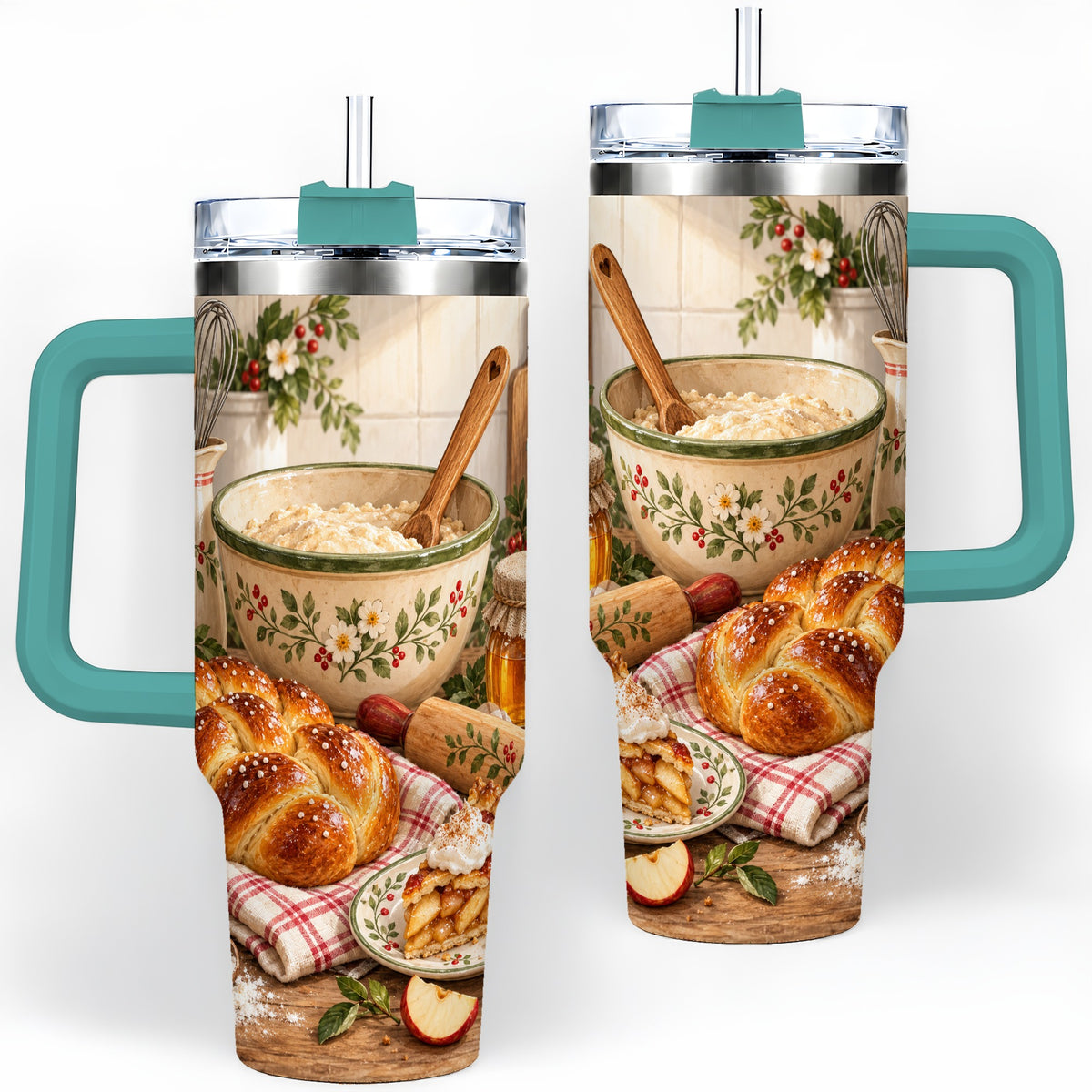#pl[40oz|Green] Farmhouse Baking 40oz Tumbler, Stainless Steel Apple Pie Drinkware