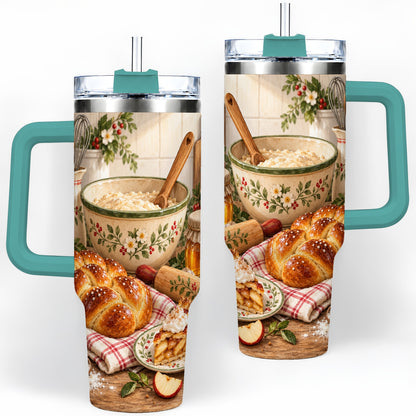 #pl[40oz|Green] Farmhouse Baking 40oz Tumbler, Stainless Steel Apple Pie Drinkware