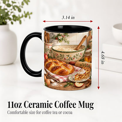 #pl[11oz|Black] Farmhouse Baking Accent Mug, Mug with Apple Pie Kitchen Artwork