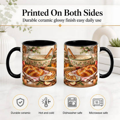 #pl[11oz|Black] Farmhouse Baking Accent Mug, Mug with Apple Pie Kitchen Artwork