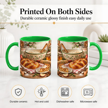 #pl[11oz|Green] Farmhouse Baking Accent Mug, Mug with Apple Pie Kitchen Artwork