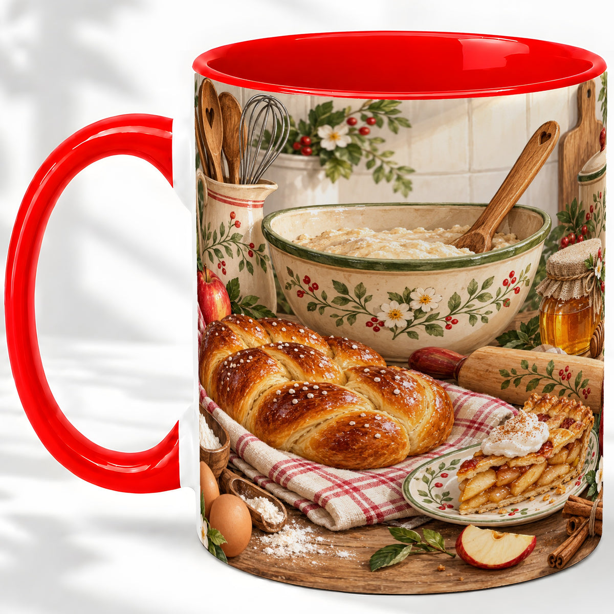 Farmhouse Baking Accent Mug, Mug with Apple Pie Kitchen Artwork